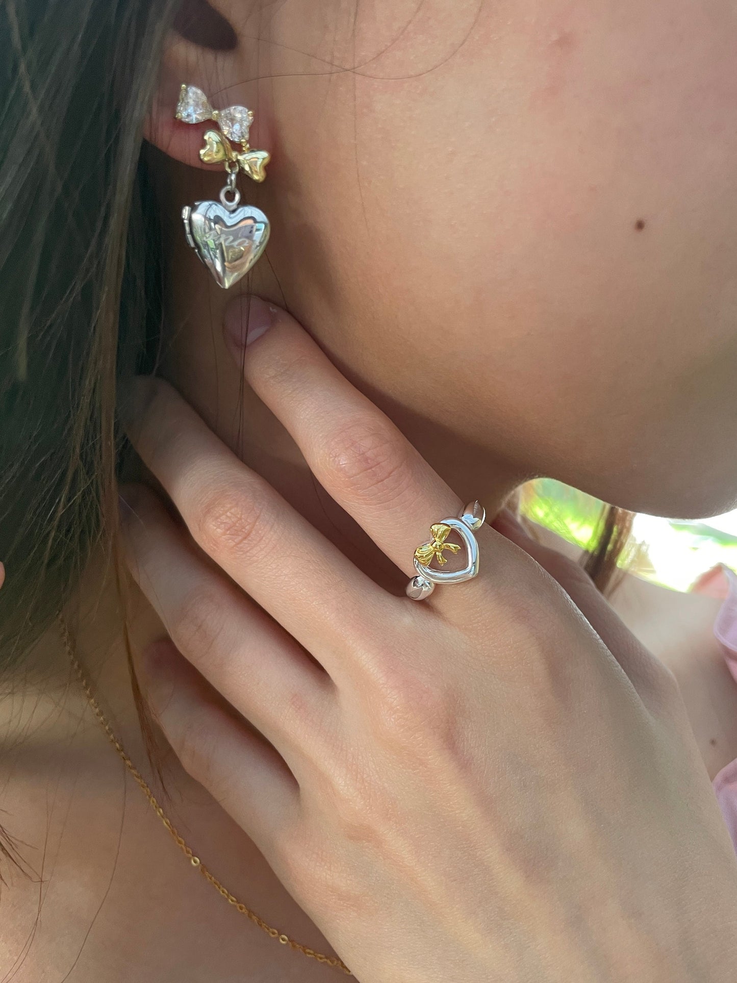 Coquette Bow Earrings Heart Locket Earrings Y2k Bow Ballet Core Bow Studs indie Aesthetic Romantic It girl Pinterest jewelry Gift for Her