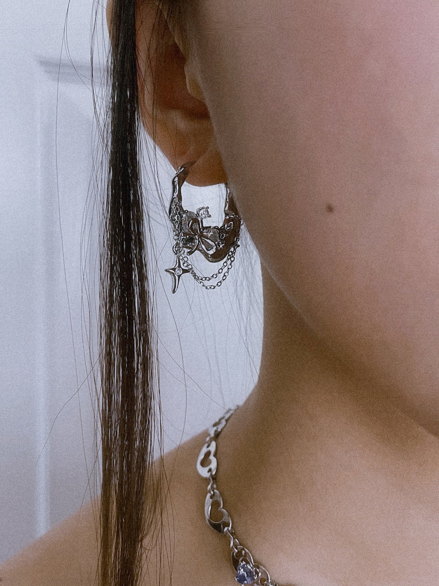 Y2K Grunge Earring Nana Punk Earrings Goth Hoop Earrings Grunge Statement Earrings Cyber Goth Rococo Aesthetic Gift for Her Holiday Gift